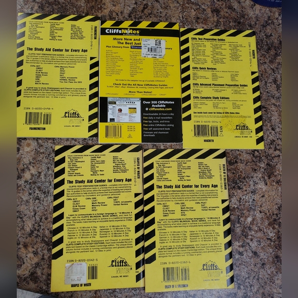 Cliffs Notes Lot 5 Grapes of Wrath, Macbeth Shakespeare, Of Mice and Men - Picture 2 of 6